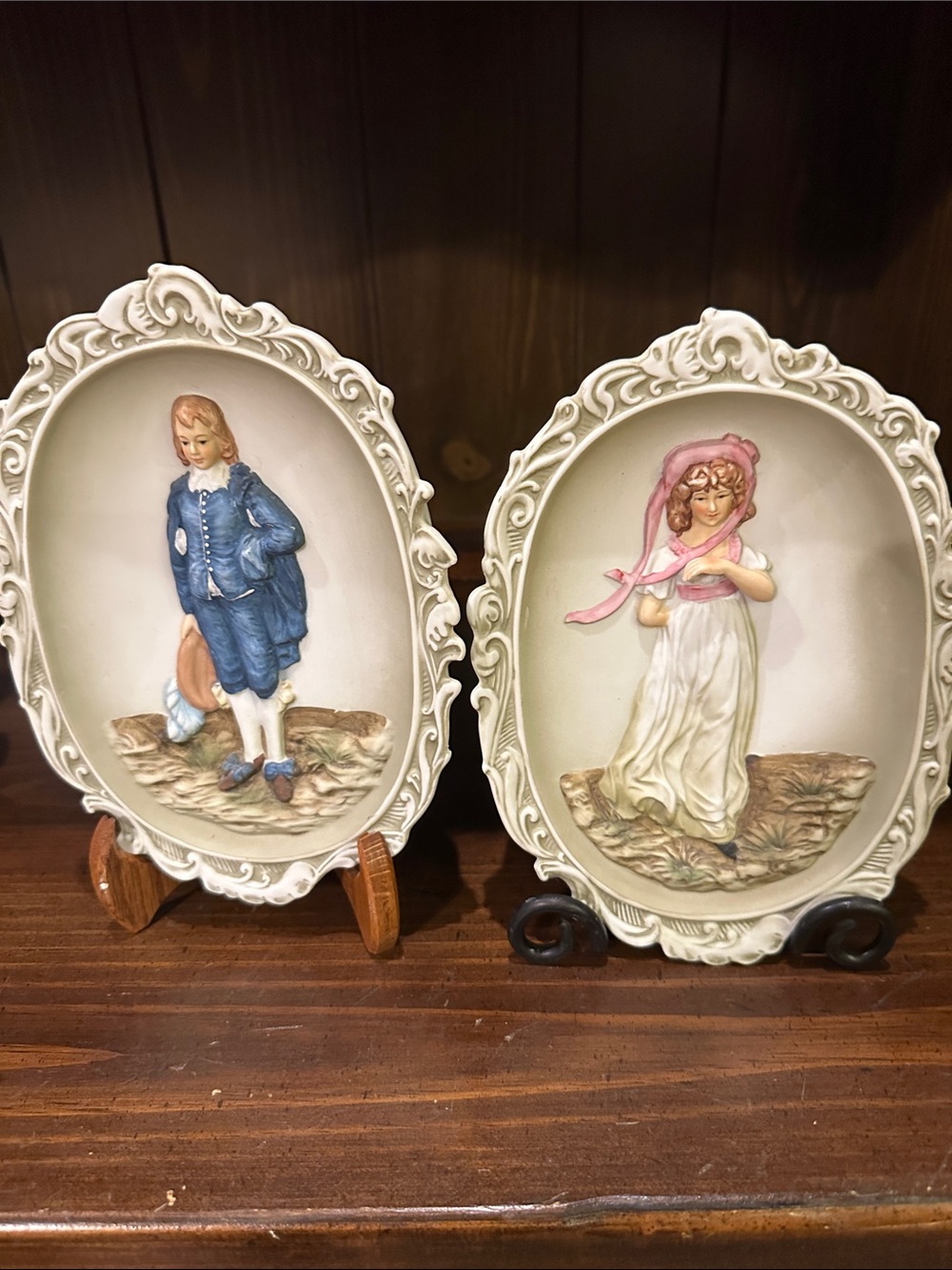 Lefton Victorian Decorative Ivory Wall Plaques